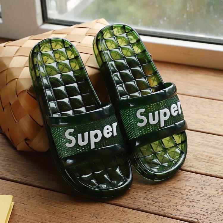 新款水晶拖鞋男士不臭脚洗澡透明百搭时尚凉拖防臭防滑夏季家用男