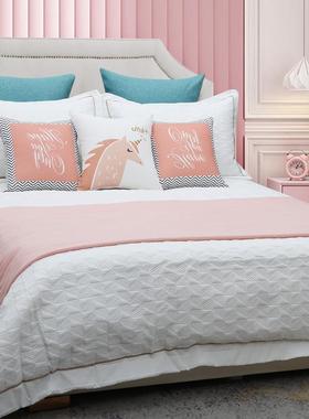 LMP样板间轻爱奢高端床品儿孩童女品房软装多件套卡通可粉色床可