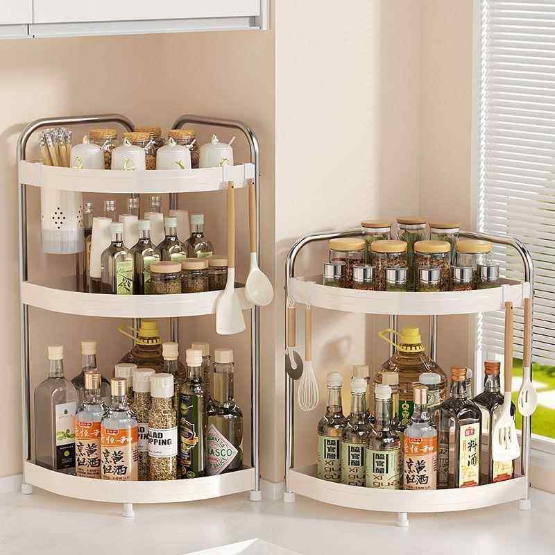 不锈钢奶风厨房置物架台墙角角转三角形调料面77883314品油调味料