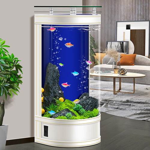 半圆形鱼缸客厅落地家用中小型立式新款生态免换水落地玻璃水族箱