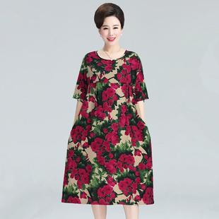 大尺码女棉绸睡裙中老年妈妈人造棉200斤 胖MM绵绸加长洋装睡衣