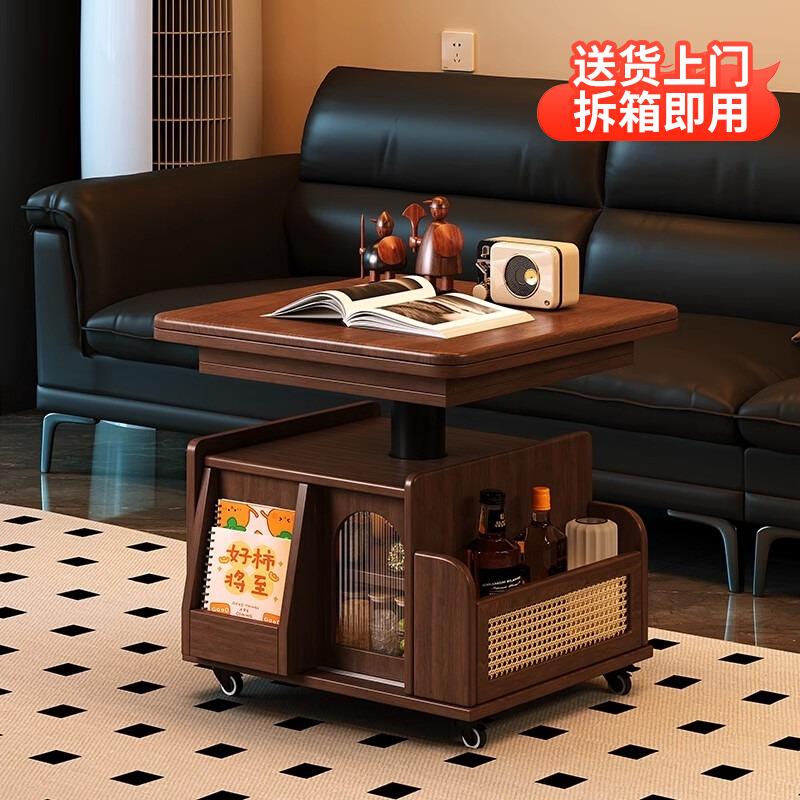 升降茶几折叠移动推车实木茶台茶桌小户型客厅多功能沙发餐桌两用