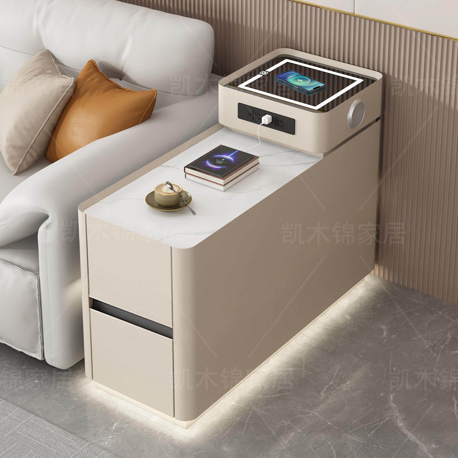客厅沙发边柜斗柜轻奢高级感30宽实木超窄小型侧边柜简约现代边几