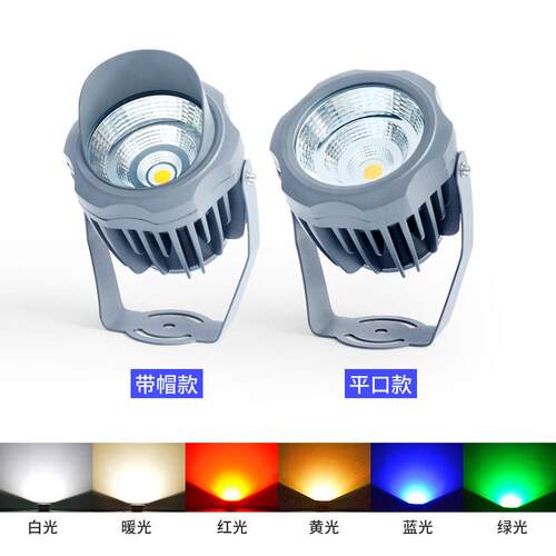 现货led投光灯户外防水圆形广告招牌射灯花园草坪庭院照树灯
