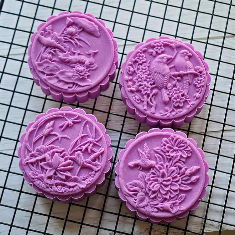 150克月饼模具吉祥安康手压4片套装180克mooncakemold