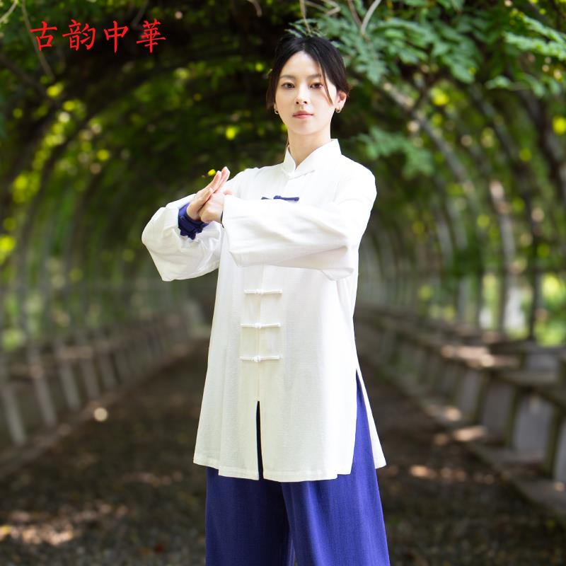 高档高端品牌2025新款亚麻太极服男棉麻八练功服女段拳太极国锦风图片