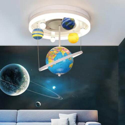 童房灯男儿孩创意室灯SD-20卧地球仪吸顶灯空星球吊灯男太童房间