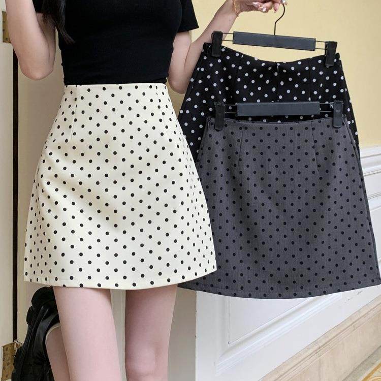 秋季西装裙a字裙波点半身裙女大码胖mm显瘦休闲百搭包臀裙辣妹裙