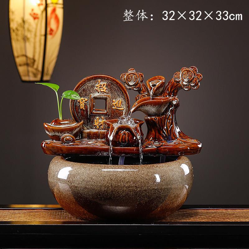 时来运转风水球流水摆件循环水喷泉客厅生财招财办公室桌面装饰品