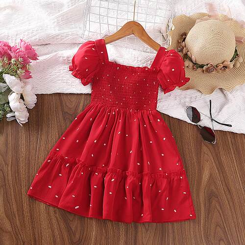 Girls' dress, children's clothing, polka dot, children's