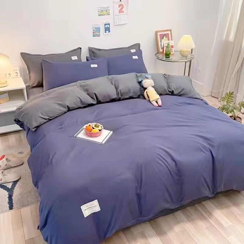 灰双拼床上用品件套床单日北欧粉宿舍四系4值ins高单被三件套套颜