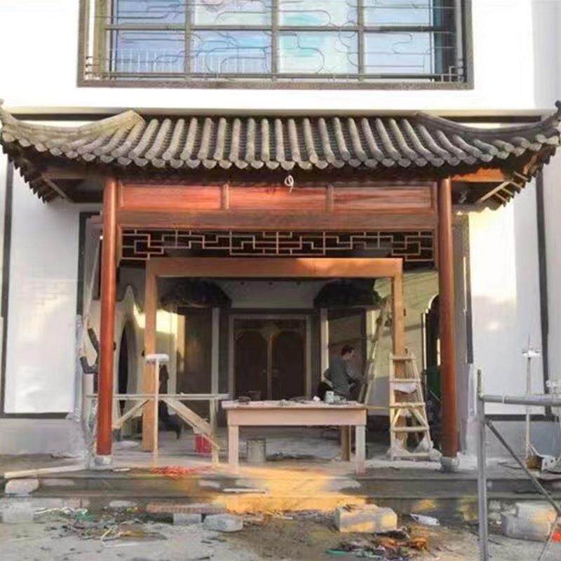 中式仿古实木屋檐门头古建门楼美丽乡村牌坊防腐木门楼