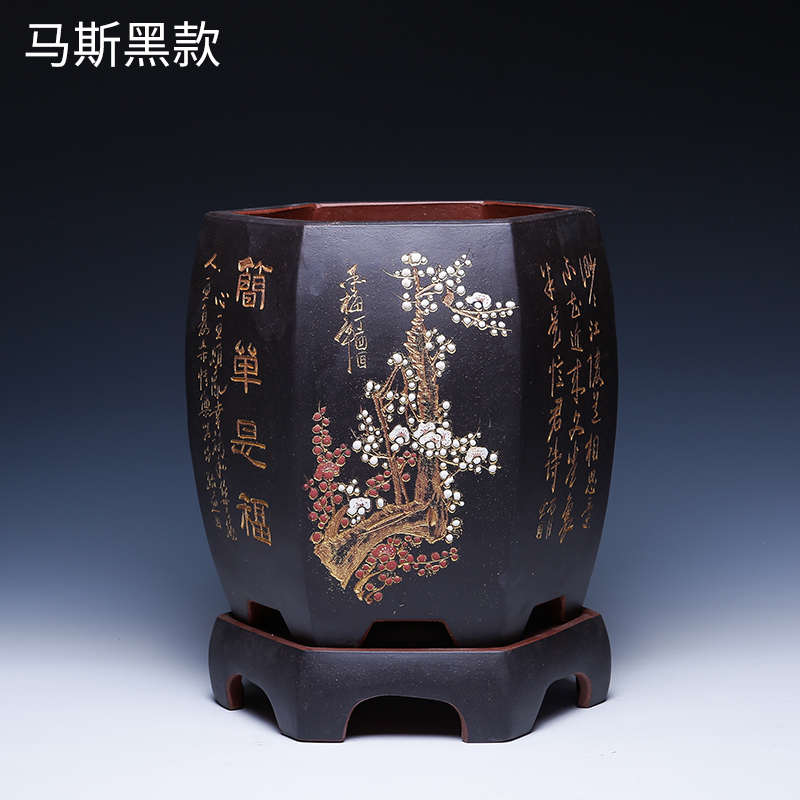 宜兴紫砂花盆陶瓷君子兰榕树小叶紫檀盆景盆栽紫砂盆客厅紫砂花盆