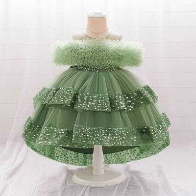 toddler girls floral embroidery sequins sweater dress puff