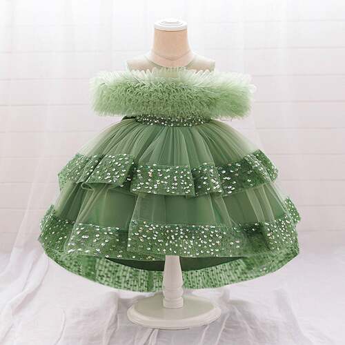 toddler girls floral embroidery sequins sweater dress puff