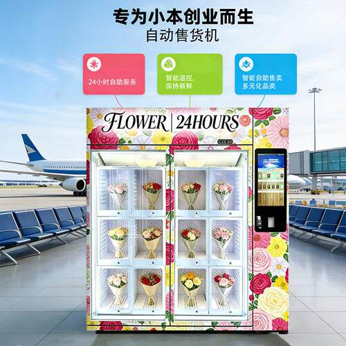智能24小时鲜花格子柜商用无人自助售花机鲜花束贩卖机