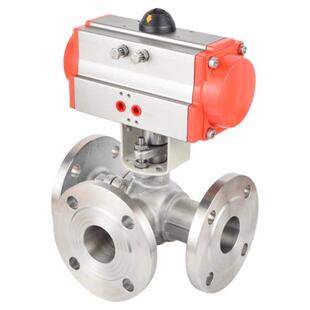 DN15分流阀 16P 气动法兰三通球阀不锈钢L型T型球阀Q644F Q645F