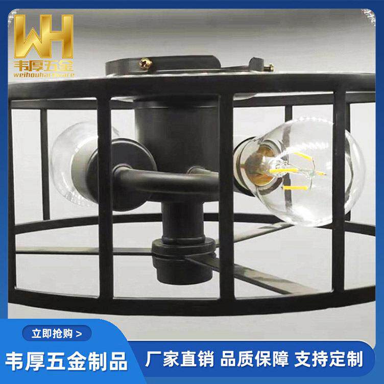 美式风扇灯 餐厅卧室客厅家用吊扇灯 led简约复古铁叶吊灯罩