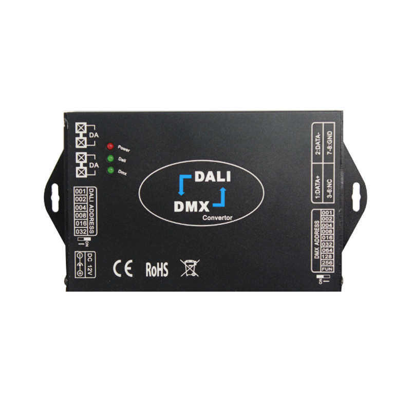DALI系统 LED单灯点对点控制主机 轨道式 Dali-DMX512信号互转器