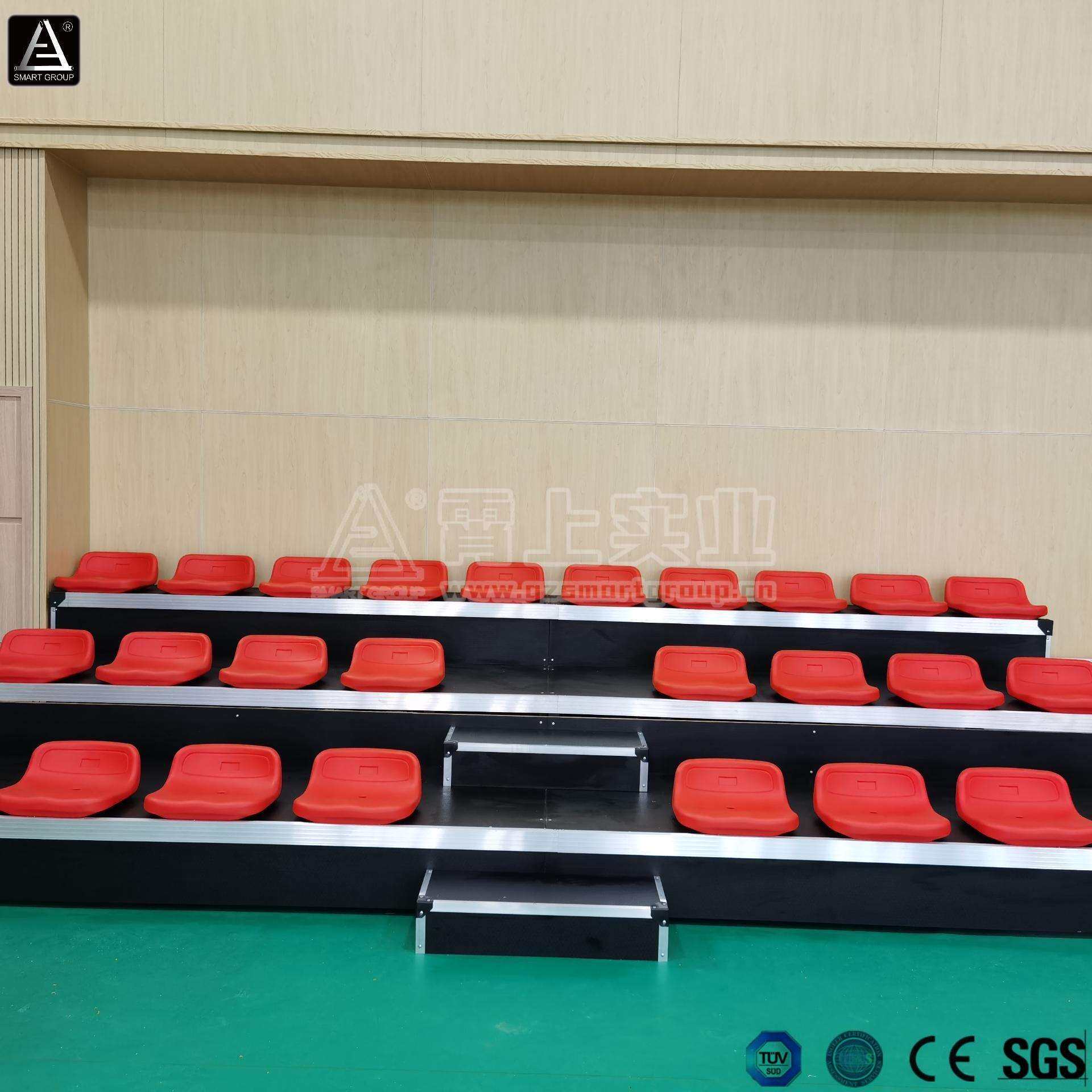 体育馆伸缩看台中空塑料低靠背座椅观众席活动看台