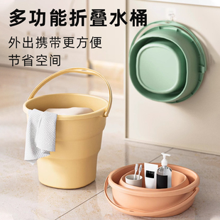 钓鱼桶圆桶旅行家用塑料车载户外洗车大小号储水桶 折叠水桶便携式