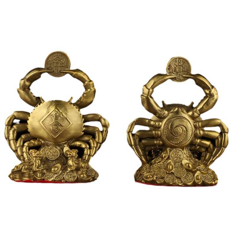 摆件黄铜铜家居财八方批发桌面办公室螃蟹来客厅螃蟹装饰富甲一方