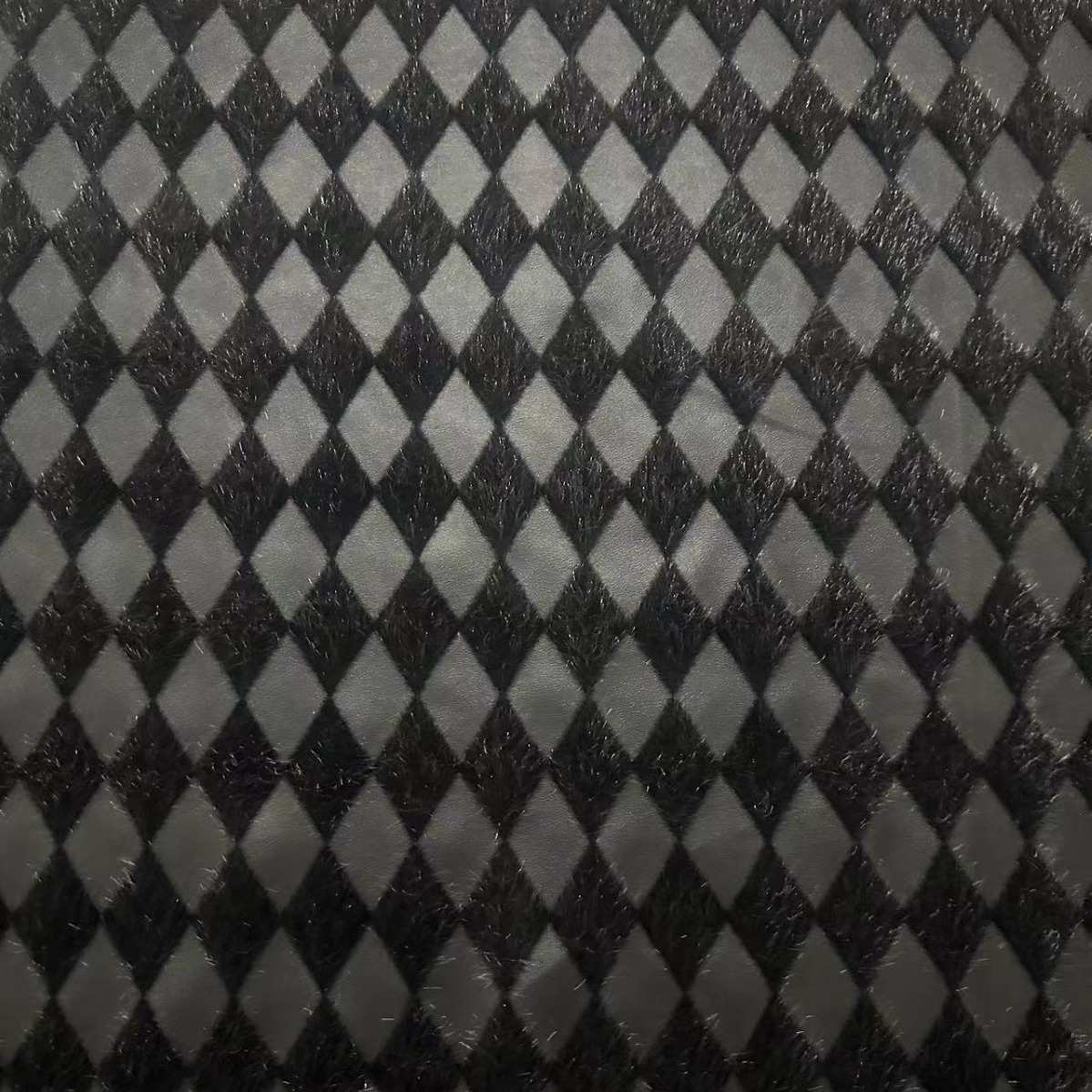 0.8MM半PU拉毛底菱形格植绒人造革 箱包鞋材服饰软装DIY皮革辅料
