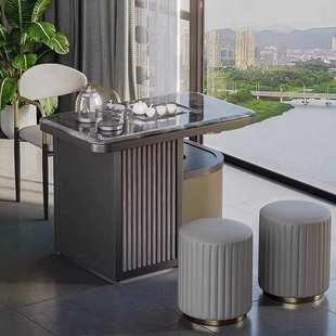 家用小户型客厅阳台茶桌茶台桌椅组合现代简约超晶石茶几 2025新款