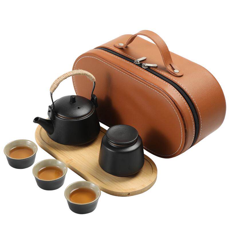户外便携式旅行茶具小套装粗陶茶具一壶三杯办公室单人功夫泡茶杯