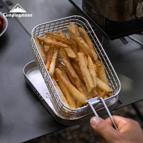 柯曼S-1218户外露营折叠304不锈钢油炸薯条炸网野餐饭盒炸网炸筐