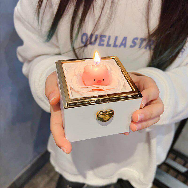 玫瑰花翻转旋转戒指盒求婚表白神创意七夕女朋友生日礼物包装盒子
