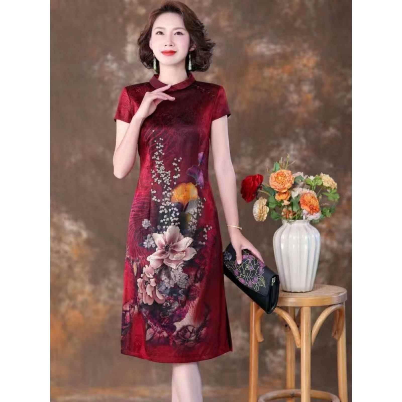 衣依纸样942翻领改良旗袍裙短袖开叉修身显瘦女装裙裁剪图纸样版