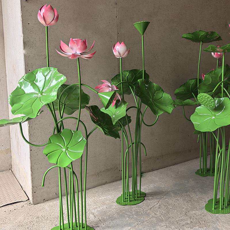 婚庆巨型立体金属真荷花荷叶婚礼道具美陈摆件网红橱窗布置装饰