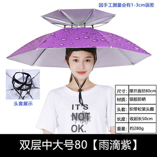 带头上的伞帽头戴式遮阳防晒钓鱼专用防雨斗笠雨伞帽子斗篷头盔伞
