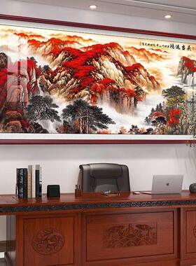 红运鸿运当头国画2026新款办公室装饰图字画客厅背景墙靠山水挂画