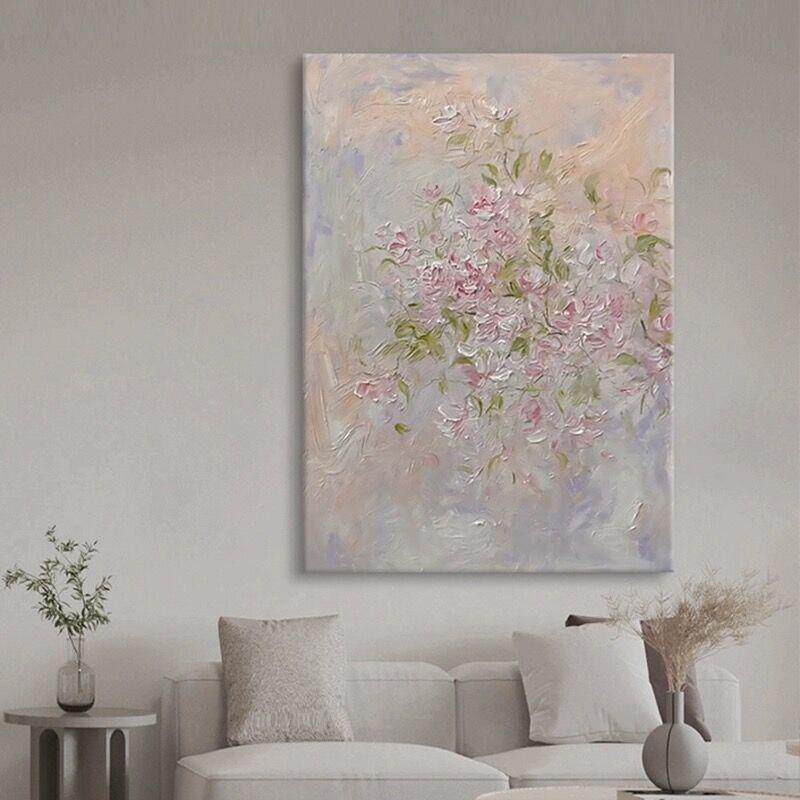 大芬村纯手绘抽象花卉油画丙烯厚肌理装饰画客厅玄关画落地挂画