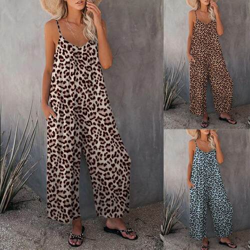 Women's sleeveless one-piece pants with pockets and