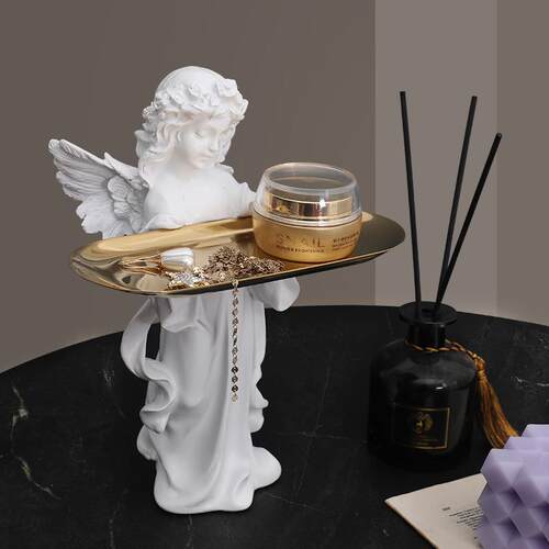 祈祷天使托盘摆件北欧轻奢家居客厅玄关钥匙收纳盘创意装饰品摆设
