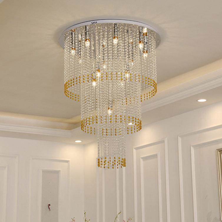 创意LED水晶灯吸顶灯圆形客厅餐厅灯卧室现代简约大气灯饰