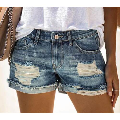 High waisted ripped denim shorts and women's hot