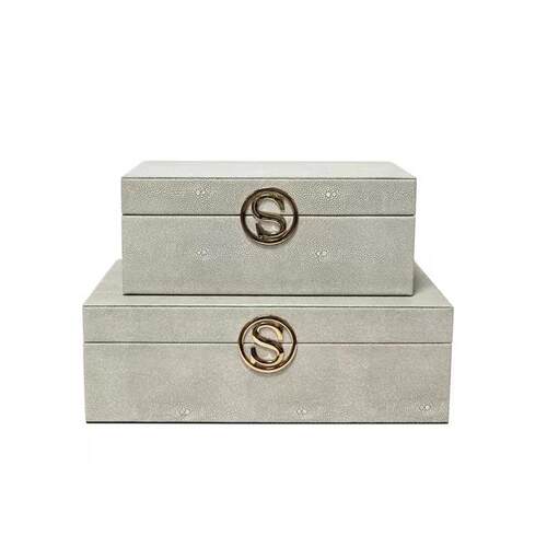 现代简约木质皮革S扣首饰盒珠宝展示盒样板房酒店软装饰品摆件