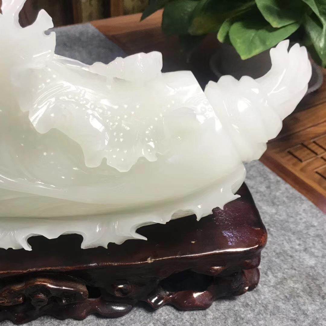 阿富汗玉白菜摆件冰种巴玉白菜如意家居工艺品大摆件