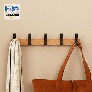 橡胶木挂衣钩5钩门后壁挂钩创意衣帽钩带置物卡槽挂衣钩厂家直销