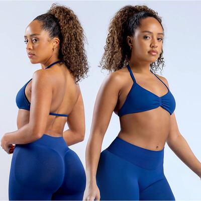 新款DFYNE高弹消光运动挂脖文胸锦氨瑜伽背心