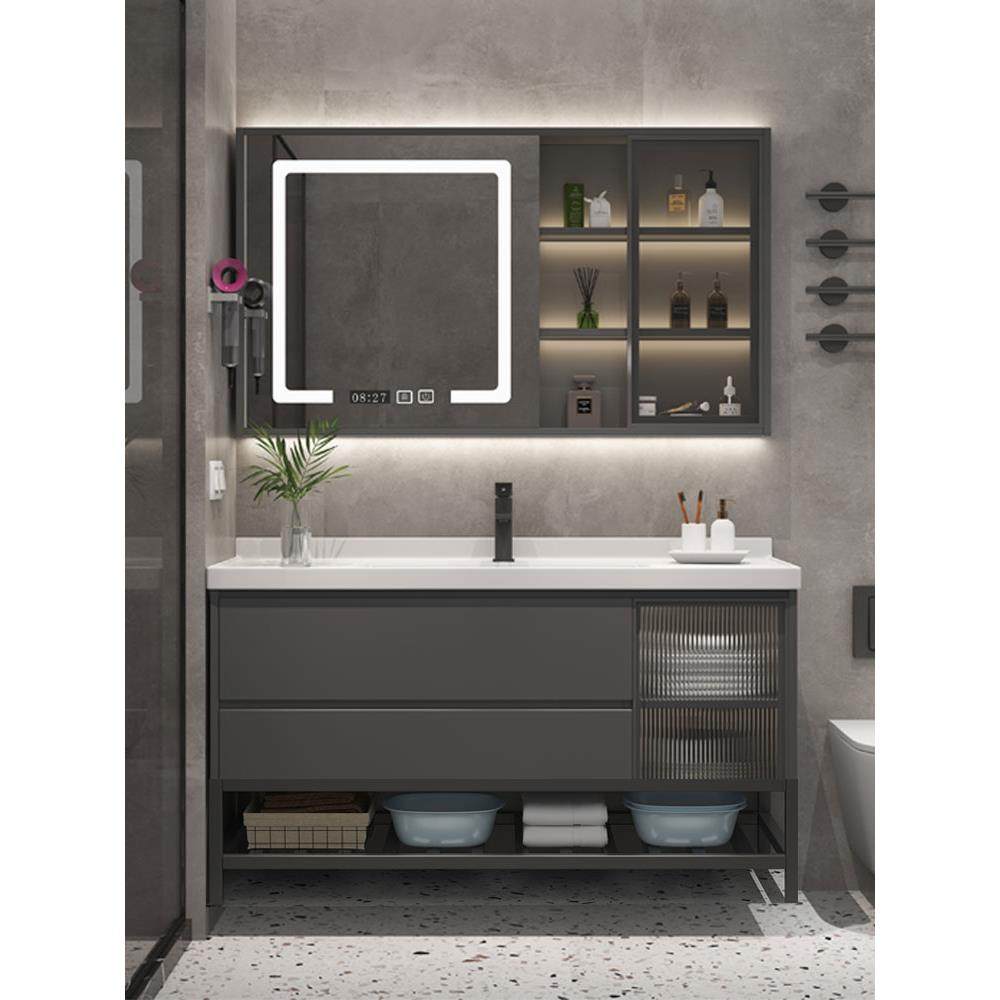 轻奢智能卫生间浴室柜陶瓷一体洗漱台面洗手盆洗脸台盆柜组合落地,家装主材,浴室柜组合,淘宝优惠券,粉丝福利购,淘宝优惠卷