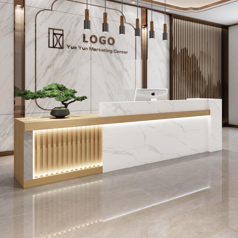 中式复古服装店前台多功能艺术美容瑜伽馆收银台古典大气接待吧台