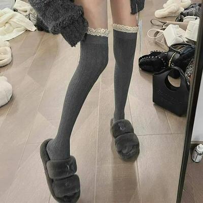 Lolita Lace Up Long Knee Socks for Women Over Knee Thigh Hig