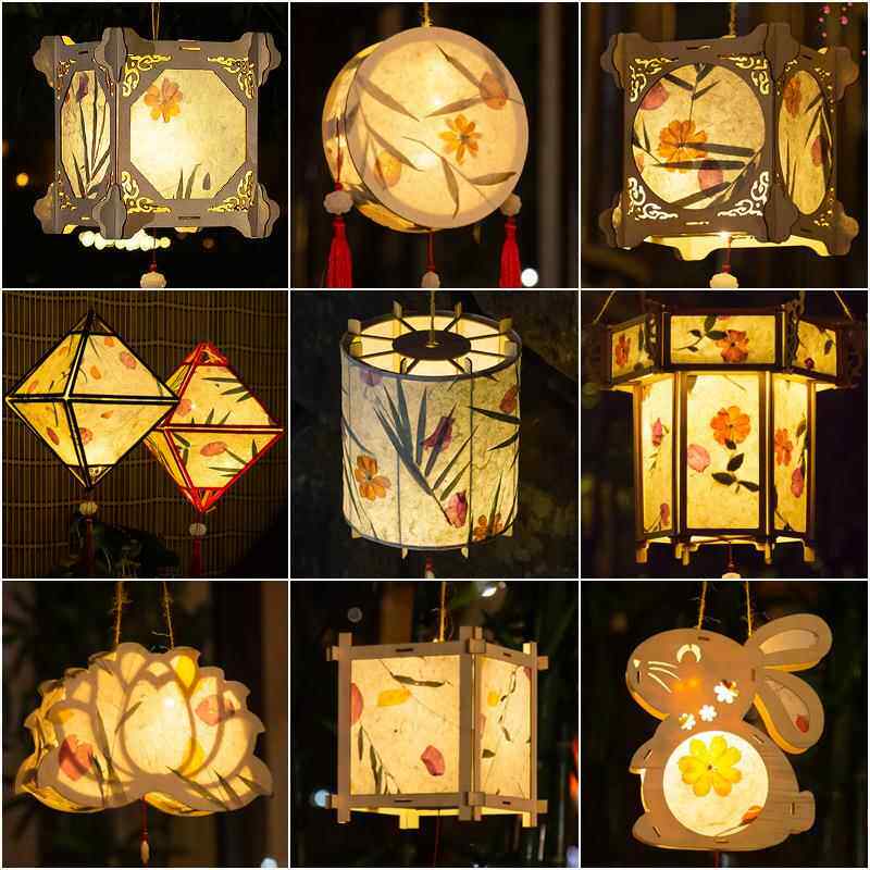 马年灯笼新年手提发光古风花灯手工diy材料包春节小宫灯过年摆摊