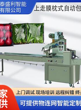 上海蔬菜全自动枕式包装机不定长枕式背封包装机可配防切料装置