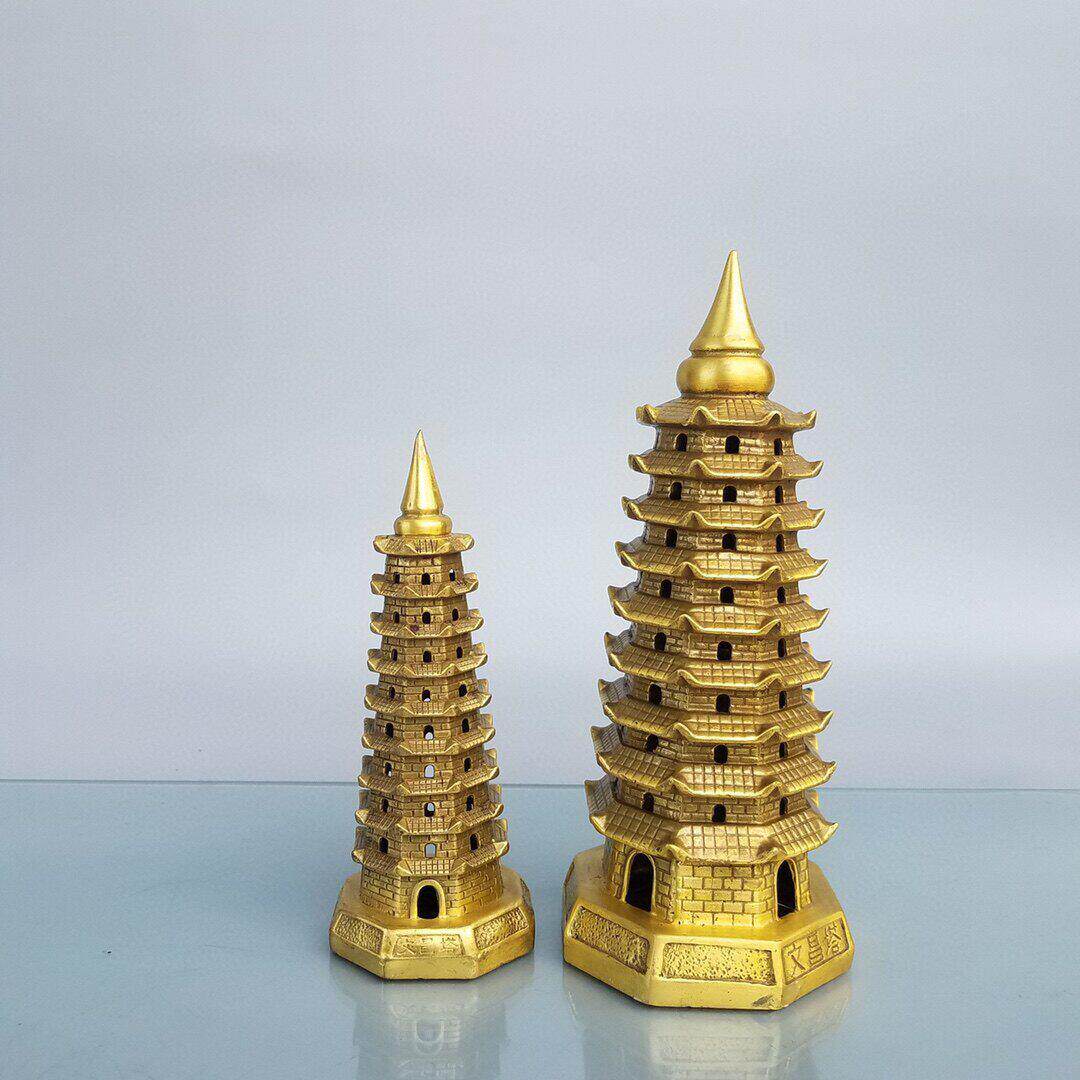 黄铜文昌塔摆件九层十三层文峰塔文冒塔八卦宝塔家居书房桌面摆件